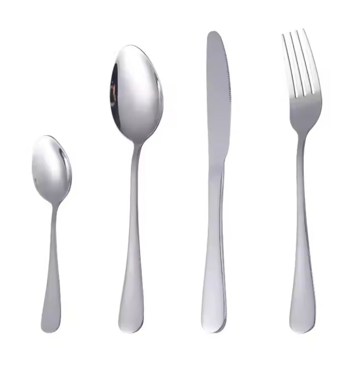 Andus 4 Piece Silverware Dinner Set w/ Steak Knife, Dinner Fork, Spoon & Dessert Spoon