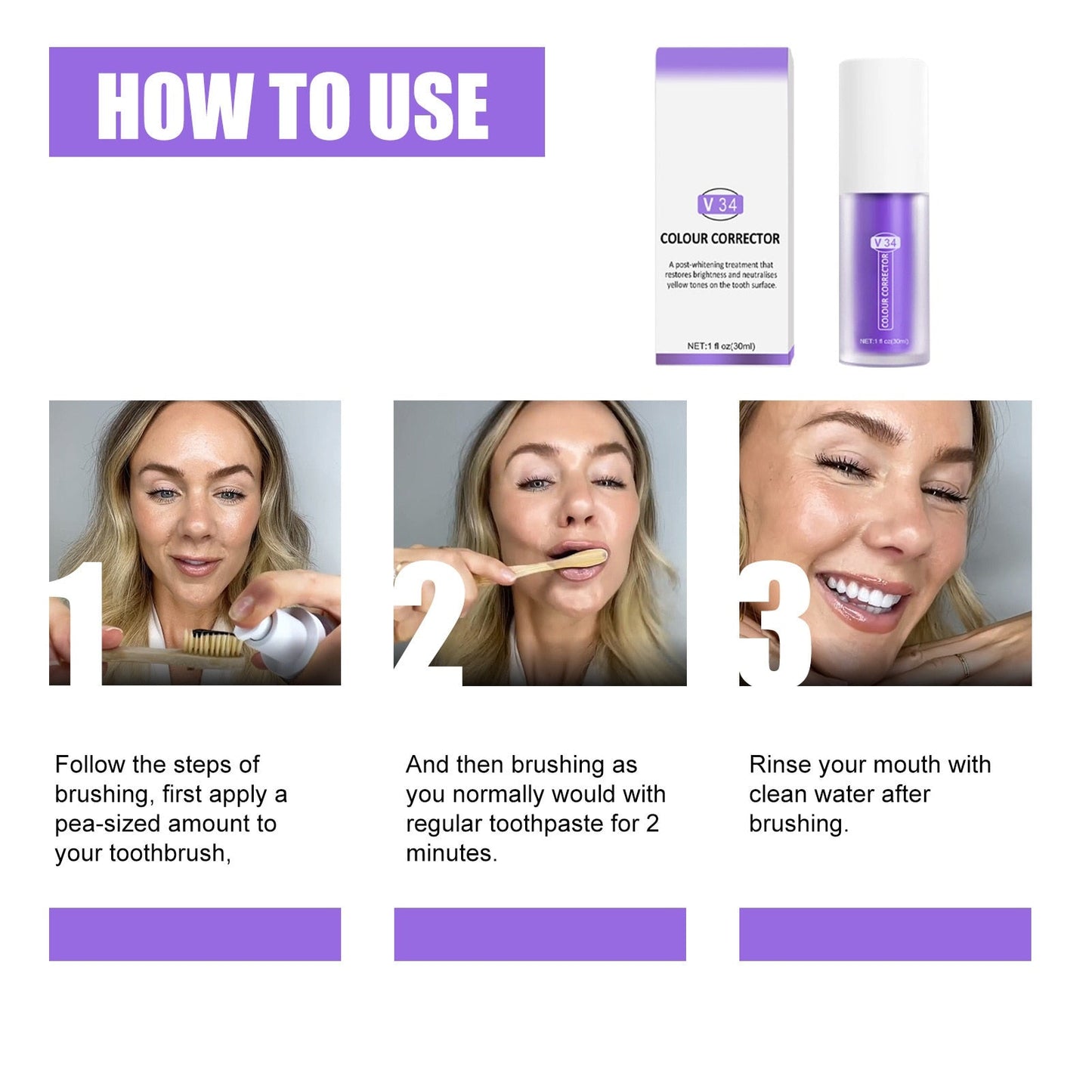 Teeth Intensive Whitening Toothpaste Color Corrector