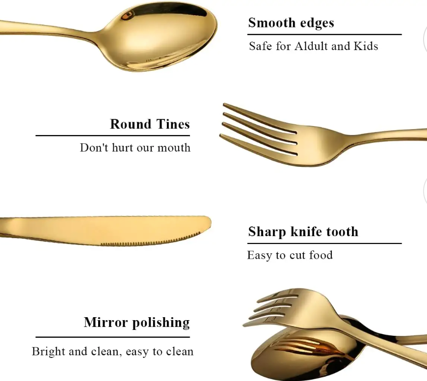 Andus Gold Fork Set Cutlery Stainless