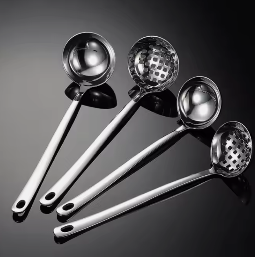 Andus Premium Stainless Steel Kitchen Utensils: Ladle, Slotted Spoon, and Basting Spoon