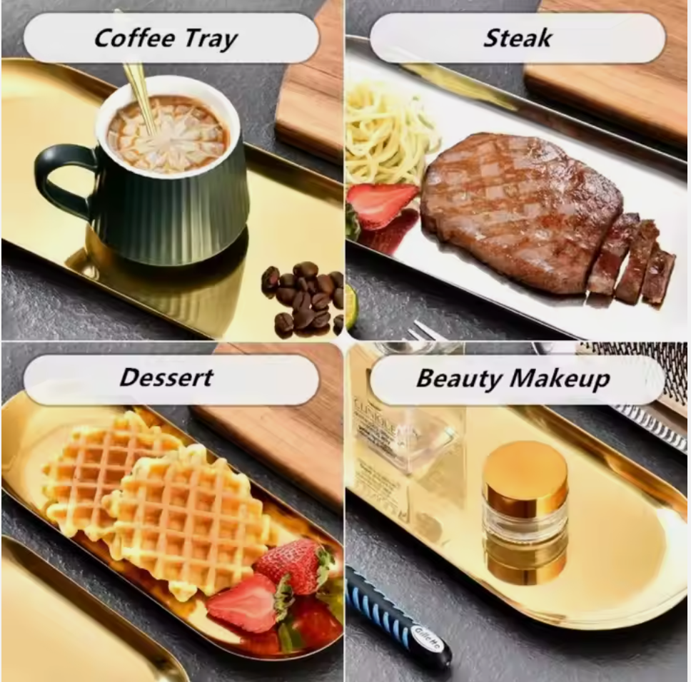 Andus Custom Oval Stainless Steel Serving Tray