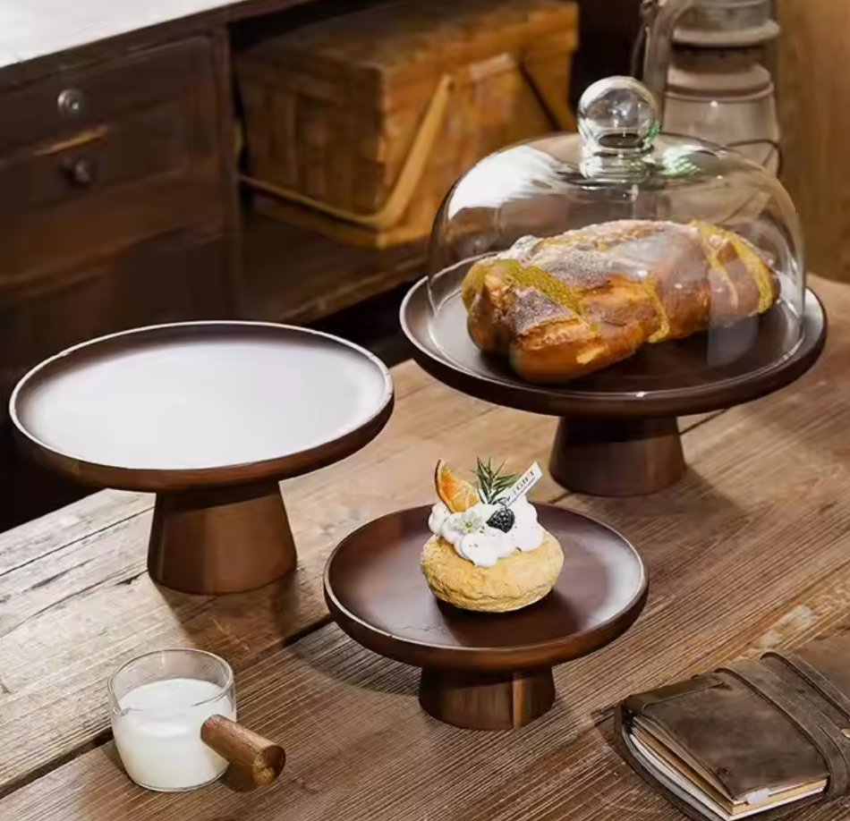 Andus Wooden Round Cake & Dessert Stand Set