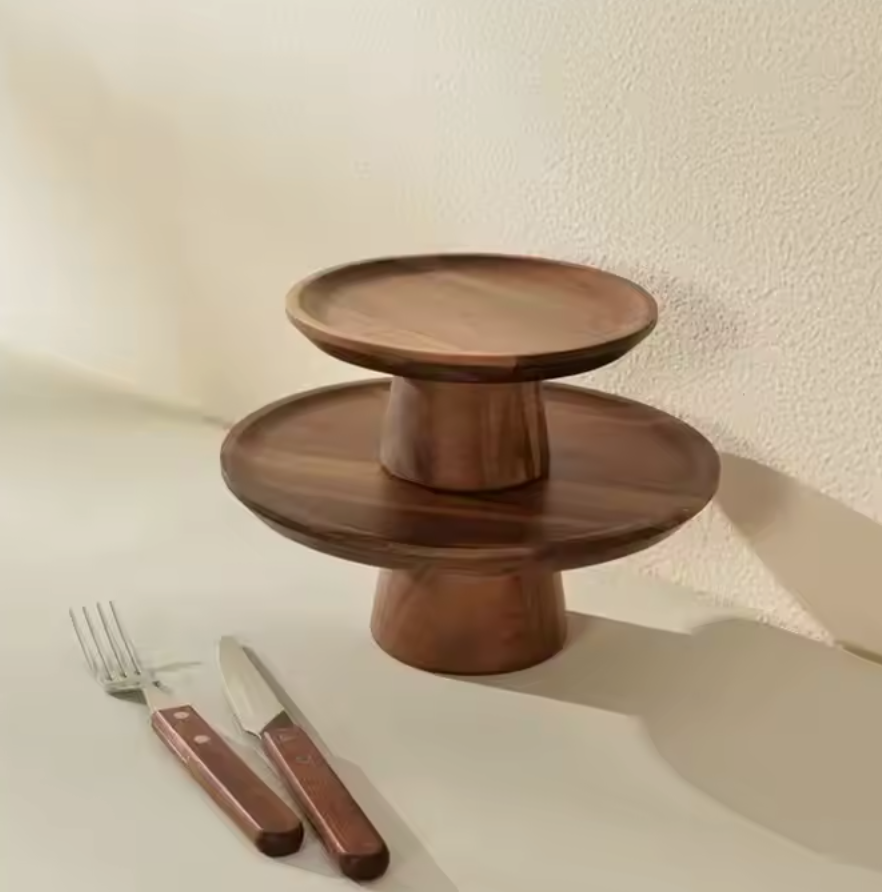 Andus Wooden Round Cake & Dessert Stand Set