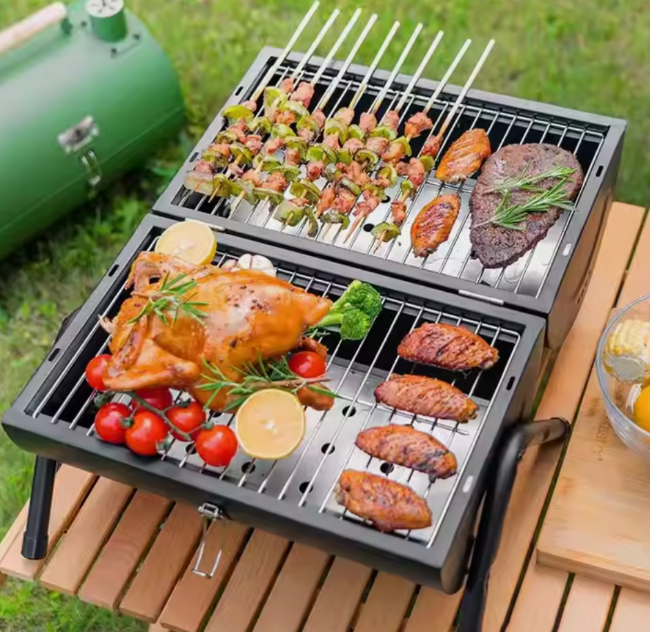 Andus Round Foldable BBQ Grill - Stainless Steel