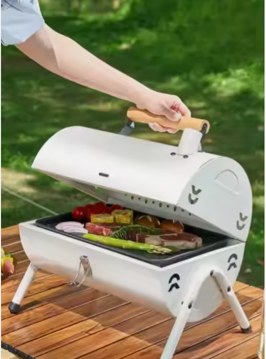 Andus Round Foldable BBQ Grill - Stainless Steel