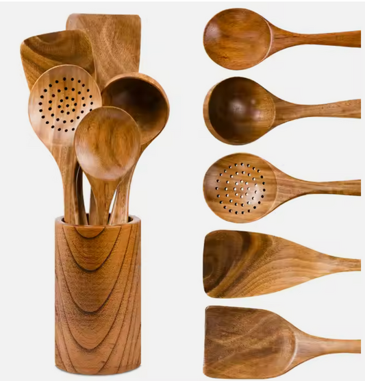 Andus Wooden Cooking Utensil Set – Non-Stick Kitchen Spoons and Spatula