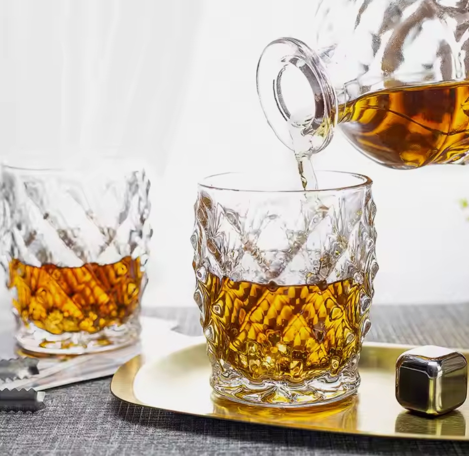 Andus Decanter Whiskey Glasses Set Crystal Decanter Set With 4 Double Old Fashioned Glasses