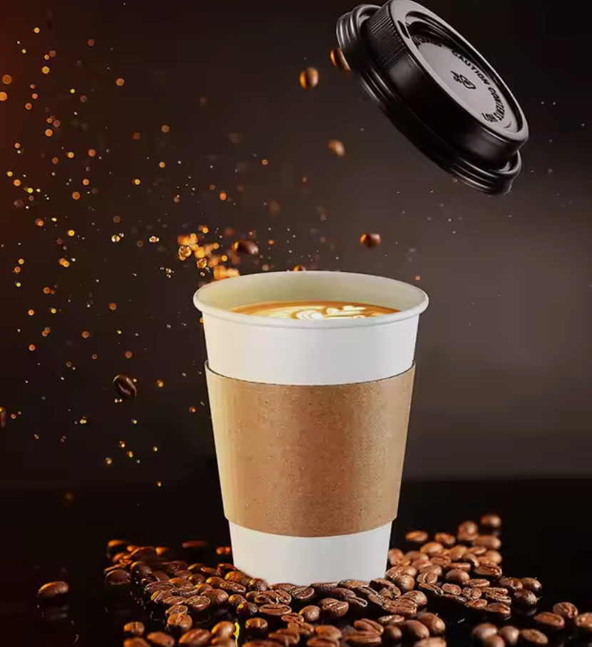 Andus Paper Coffee Cups with Lids and Sleeves