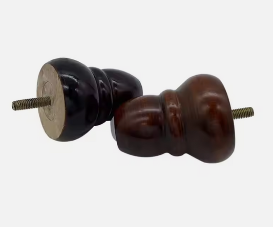 Andus 4 inch round solid wood walnut sofa leg bun feet