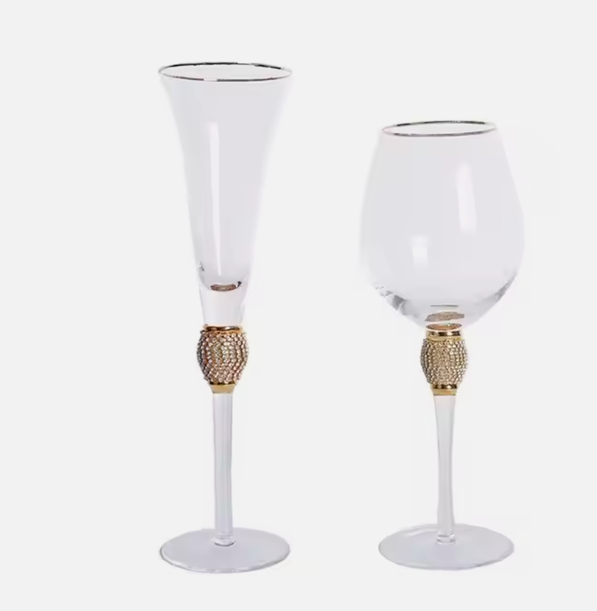 Andus Gold Rim Red Wine Glasses Set