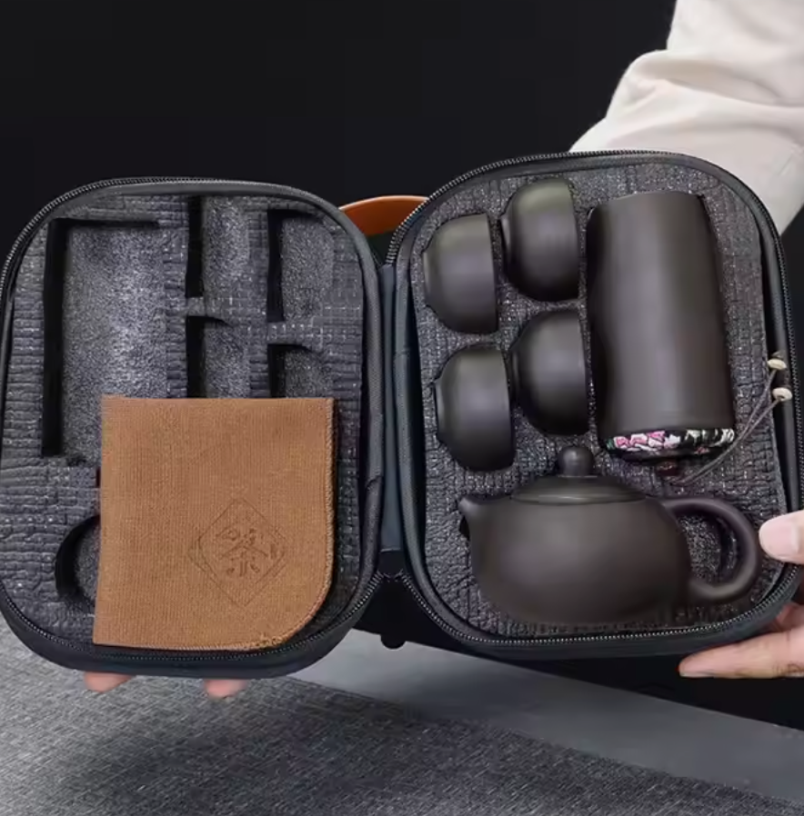 Andus Luxury Gift Box Porcelai Heat Resistant Tea Set w/ 4 Cups & Portable Travel Ceramic