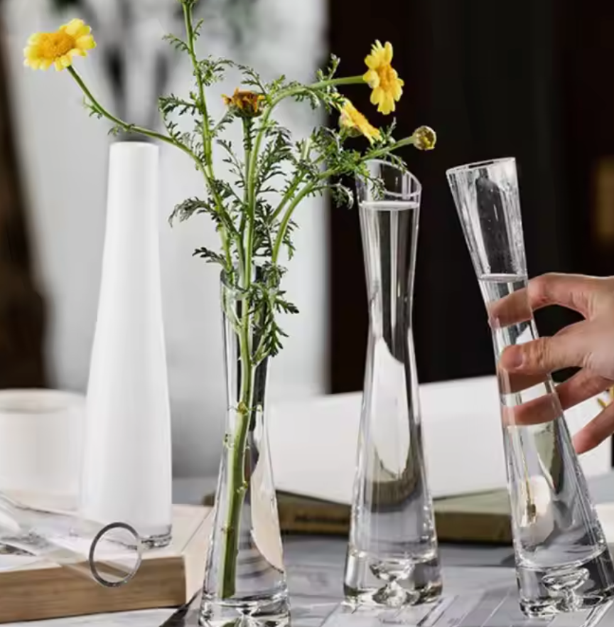 Andus Vase Slender Waist Minimalist style wedding Living Room Home Decoration Modern Clear Glass Table Vase