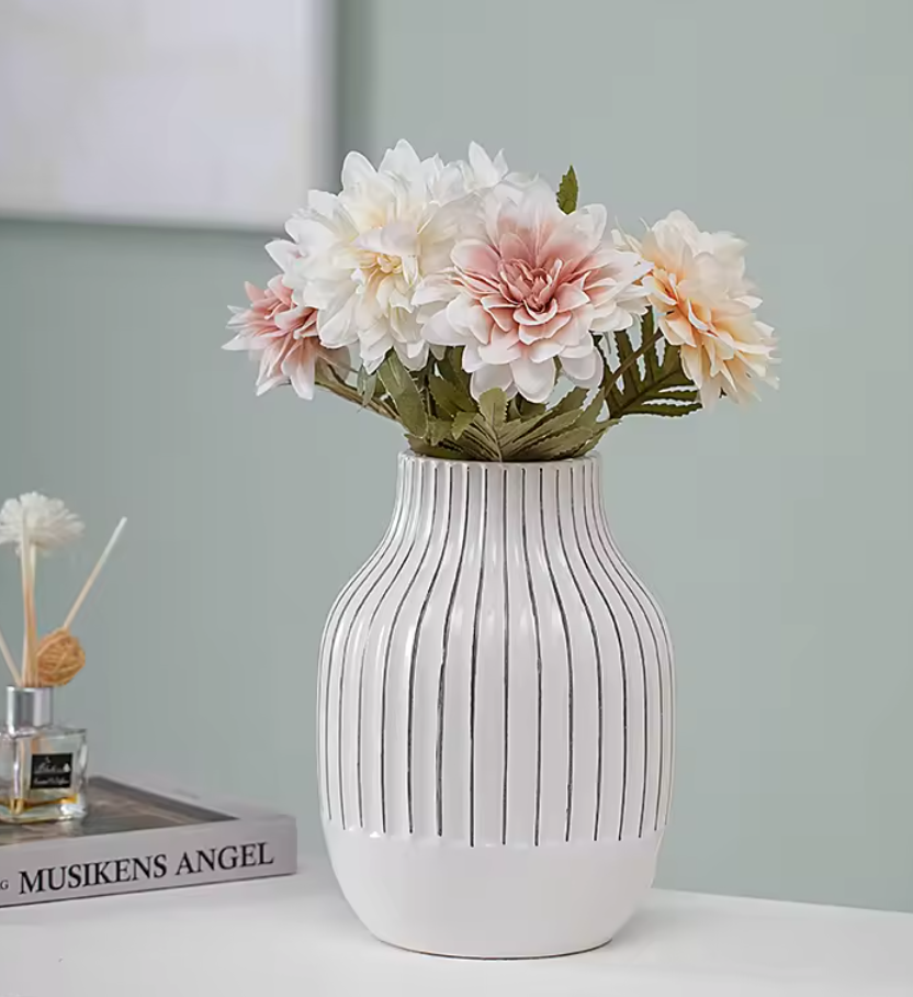 Andus Minimalist Style Floral Glazed Porcelain Vase